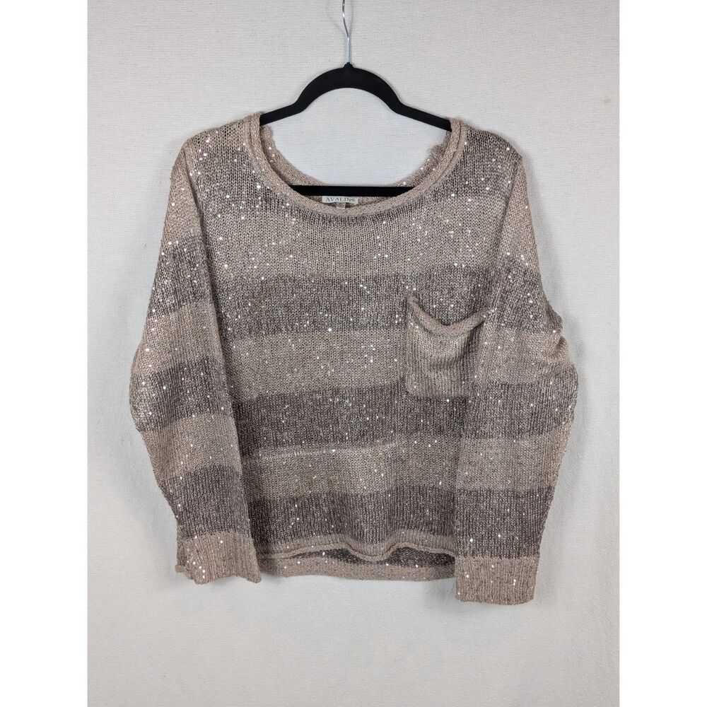 Avalin Shimmering Striped Knit Sweater Women's Size XL